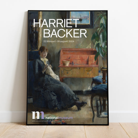 Poster från utställningen HArriet Backer på Nationalmuseum i svart ram