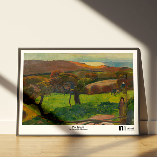 poster i svart ram med Nationalmuseums målning landskap från Bretagne av Paul Gauguin