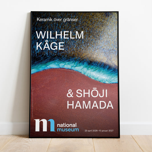 Utställningsaffisch från Wilhelm Kåge och Shōji Hamada som visas på Nationalmuseum