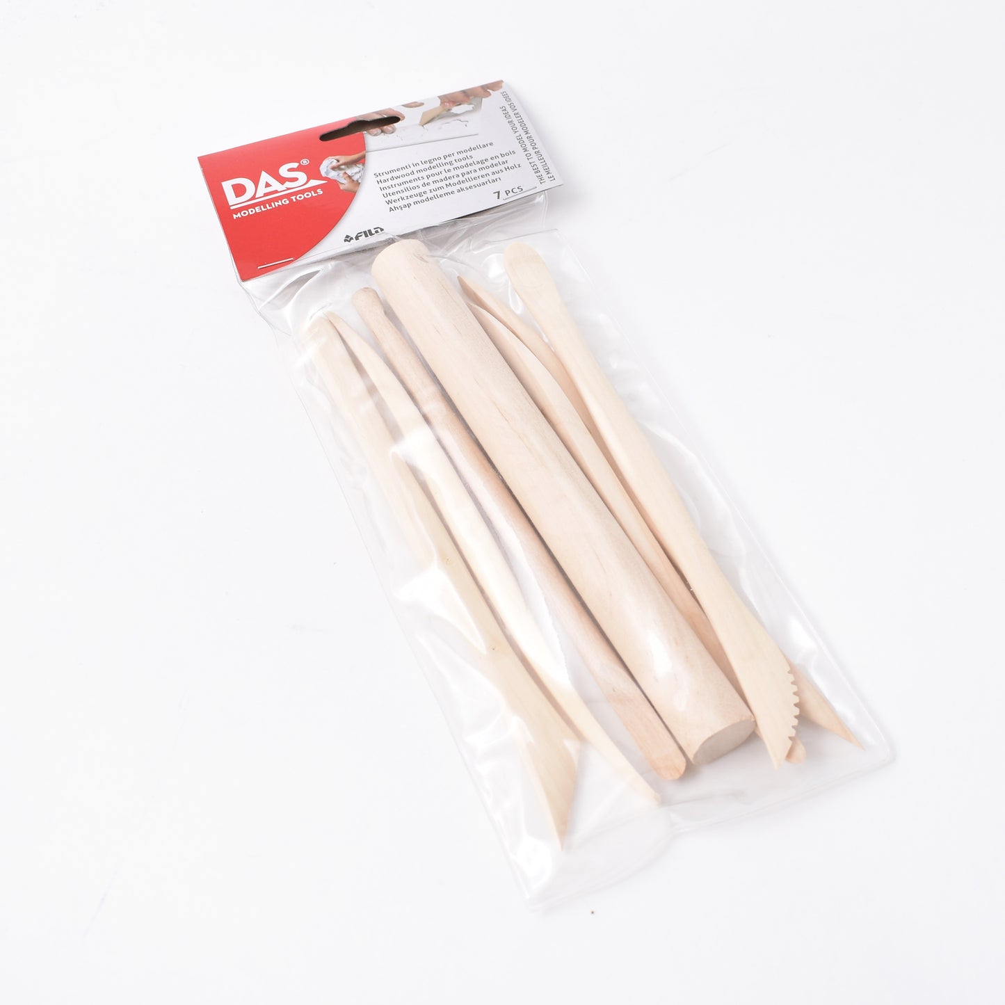 set med 7 modelleringsverktyg för lera i trä