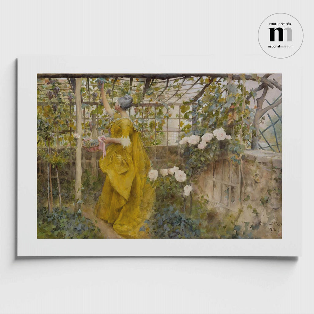 Poster med Carl Larssons målning VInet från utställningen Trädgården på Nationalmuseum