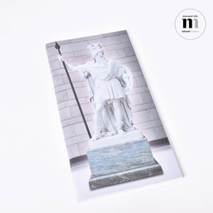 Långsmal anteckningshäfte med omslagsmotiv av Bengt Erland Fogelbergs skulptur Oden från Nationalmuseum