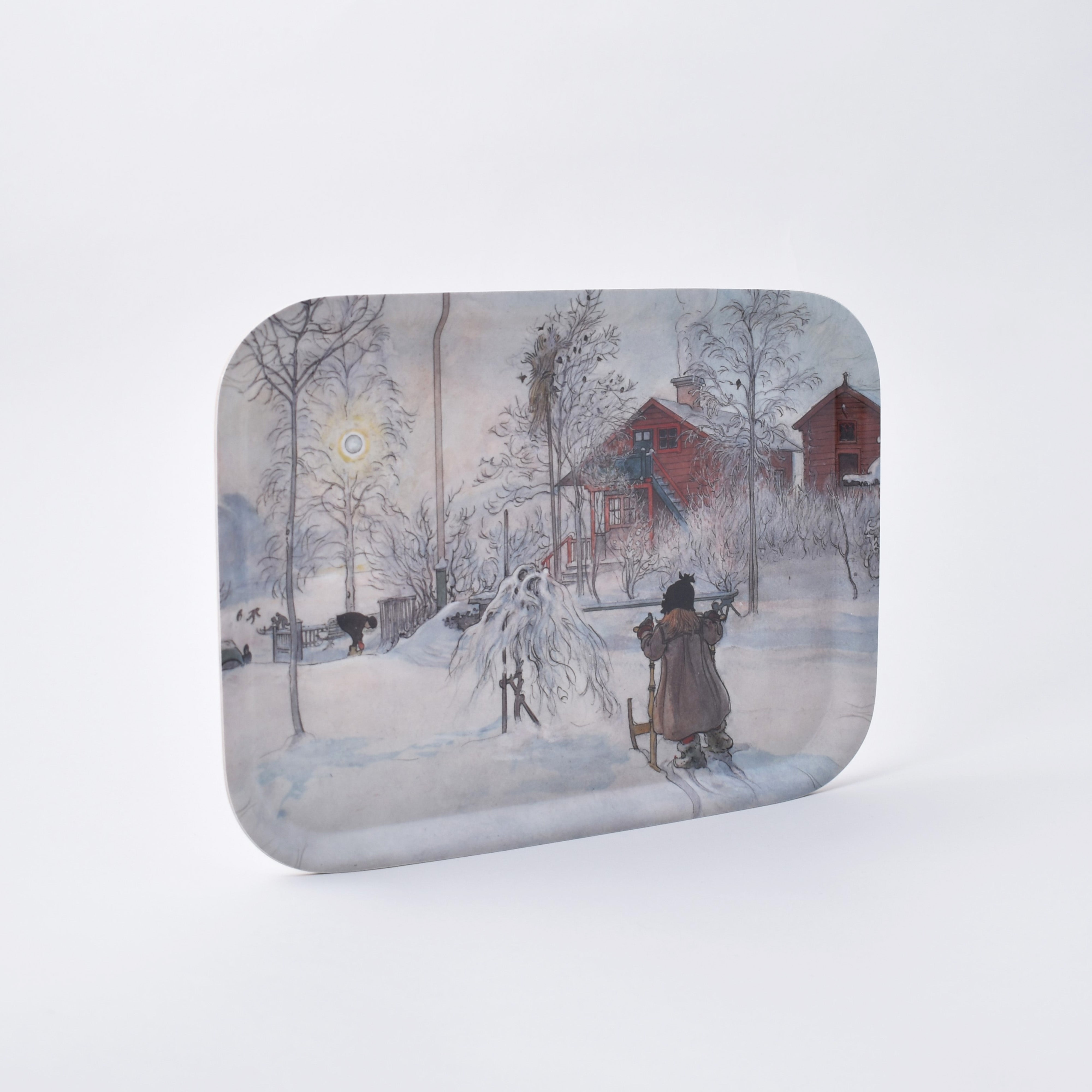 Bricka med vintermotiv av Carl Larsson från Nationalmuseum