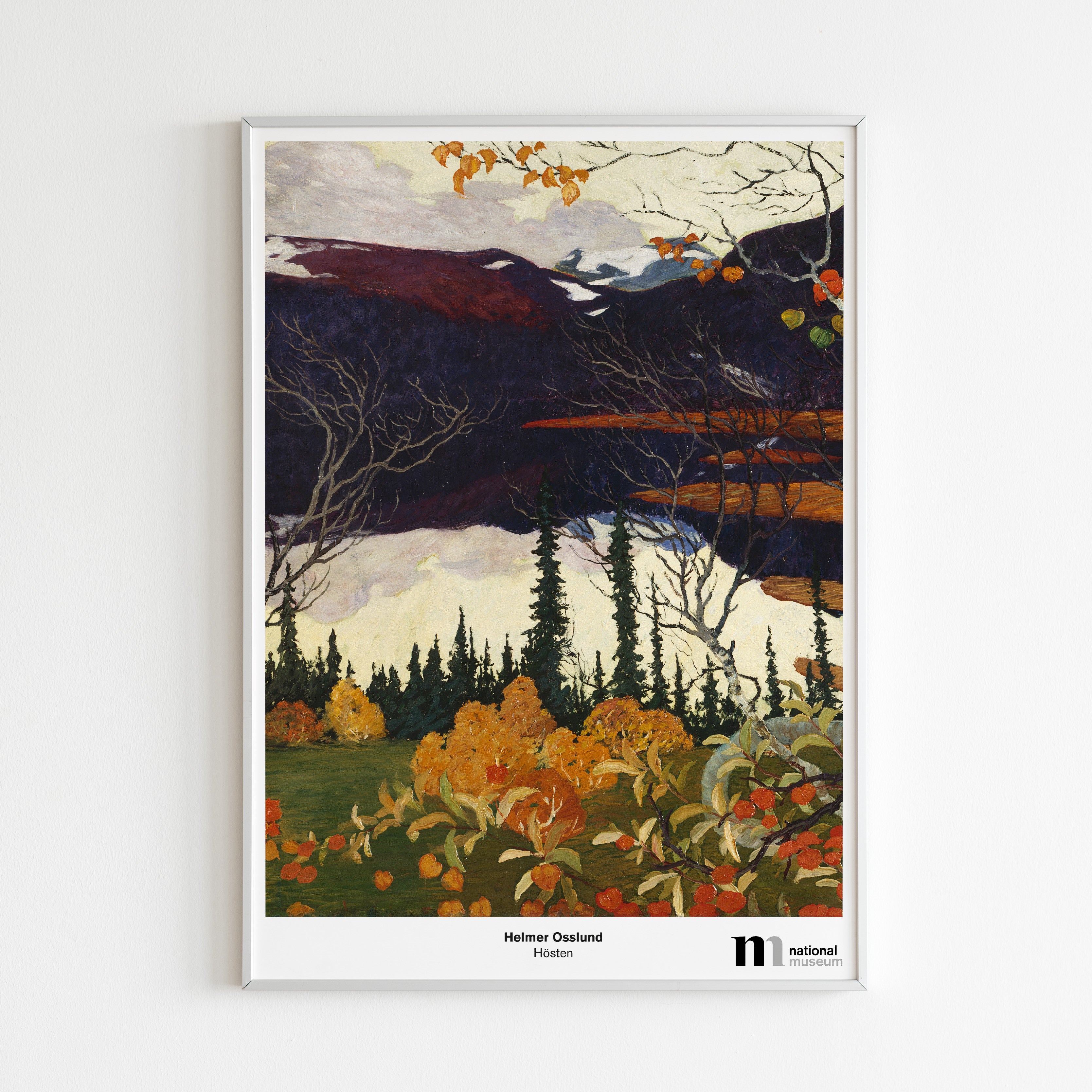 Poster från NAtionalmuseum med Hösten av Helmer Osslund i vit ram