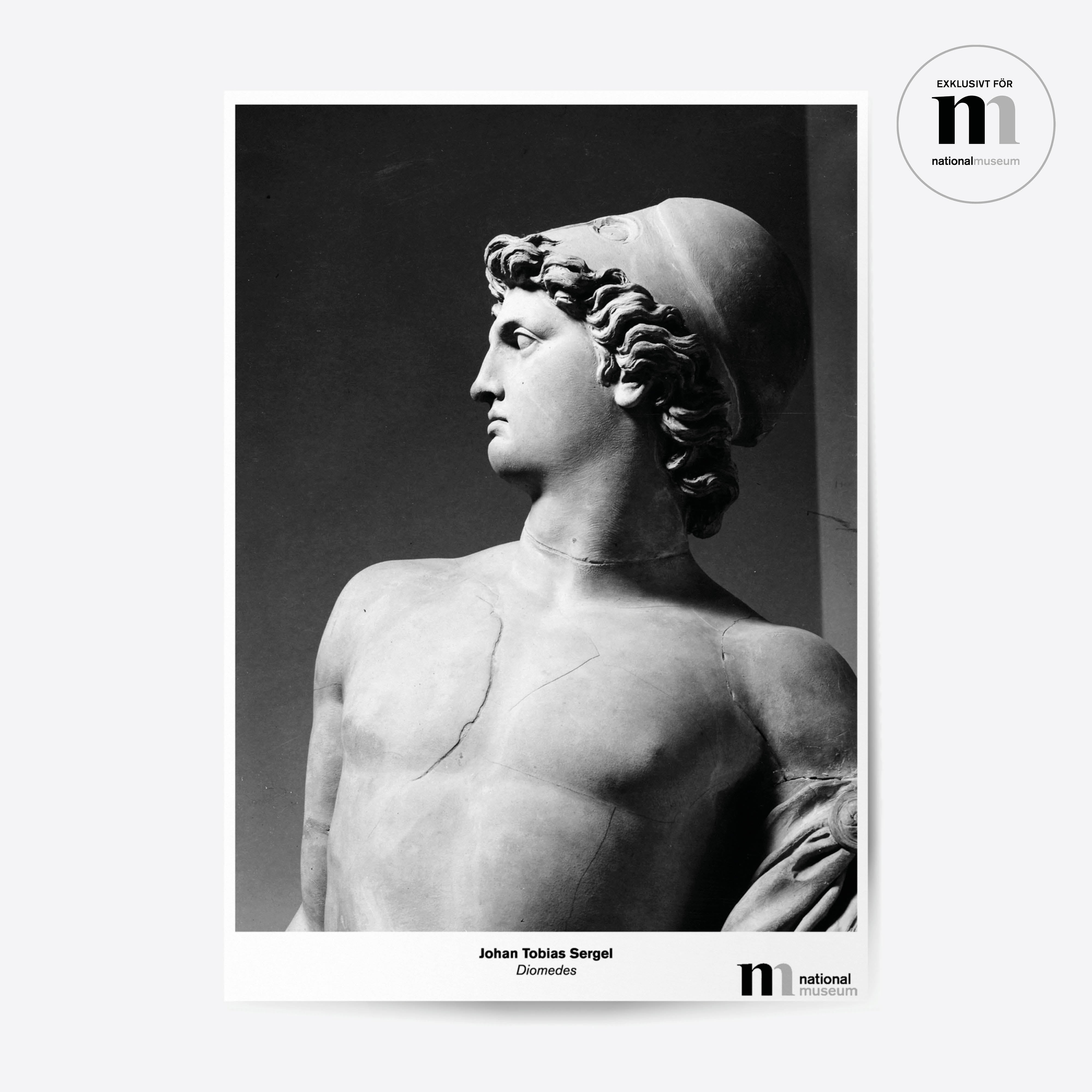 svartvit poster med skulpturen Diomedes från Nationalmuseum