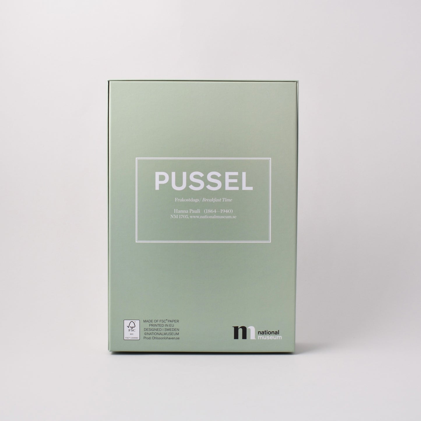 baksida av pussel med målningen Frukostdags från Nationalmuseum