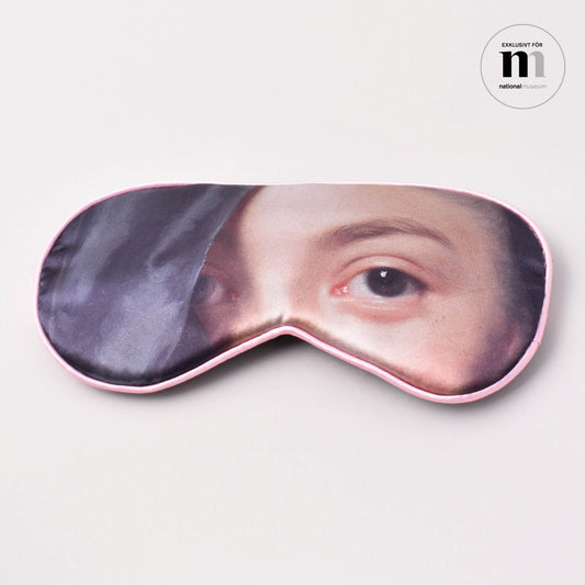 sovmask med målningen damen med slöjan från Nationalmuseums samlingar