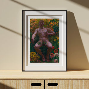 affisch med målningen Adam i paradiset från Nationalmuseum i svart ram