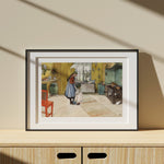 Ladda upp bild till gallerivisning, poster i svart ram med Carl Larssons akvarell Köket från Nationalmuseum
