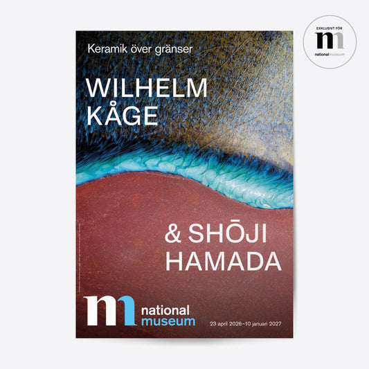 Vacker abstrakt affisch från utställningen Wilhelm Kåge och Shōji Hamada på Nationalmuseum