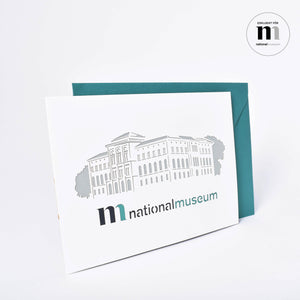 vykort med nationalmuseums arkitektur som ploppar upp