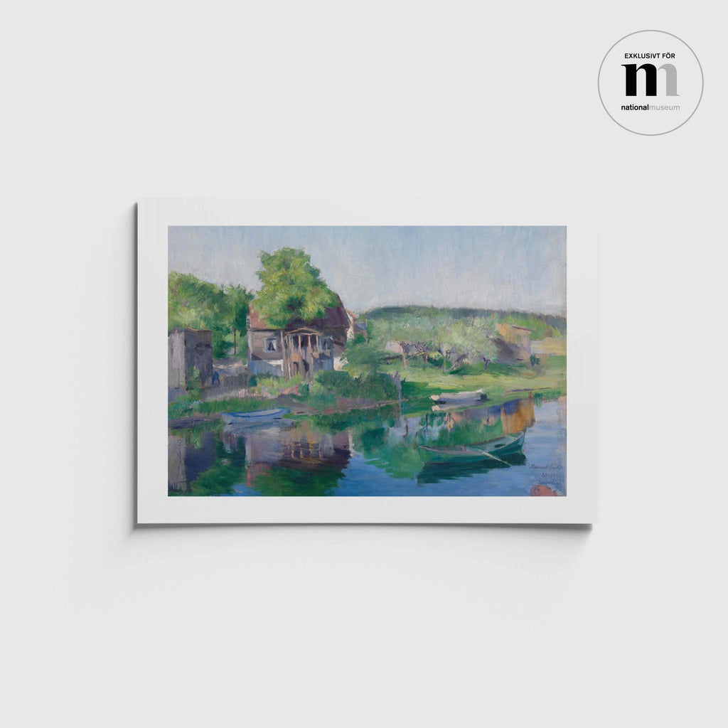 stort vykort med vackert landskap från utställningen Harriet Backer på Nationalmuseum