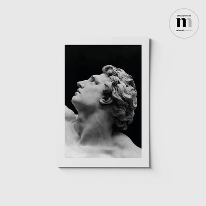 vykort i a5 format med svartvit bild av Othryades från utställlningen Sergel på Nationalmuseum