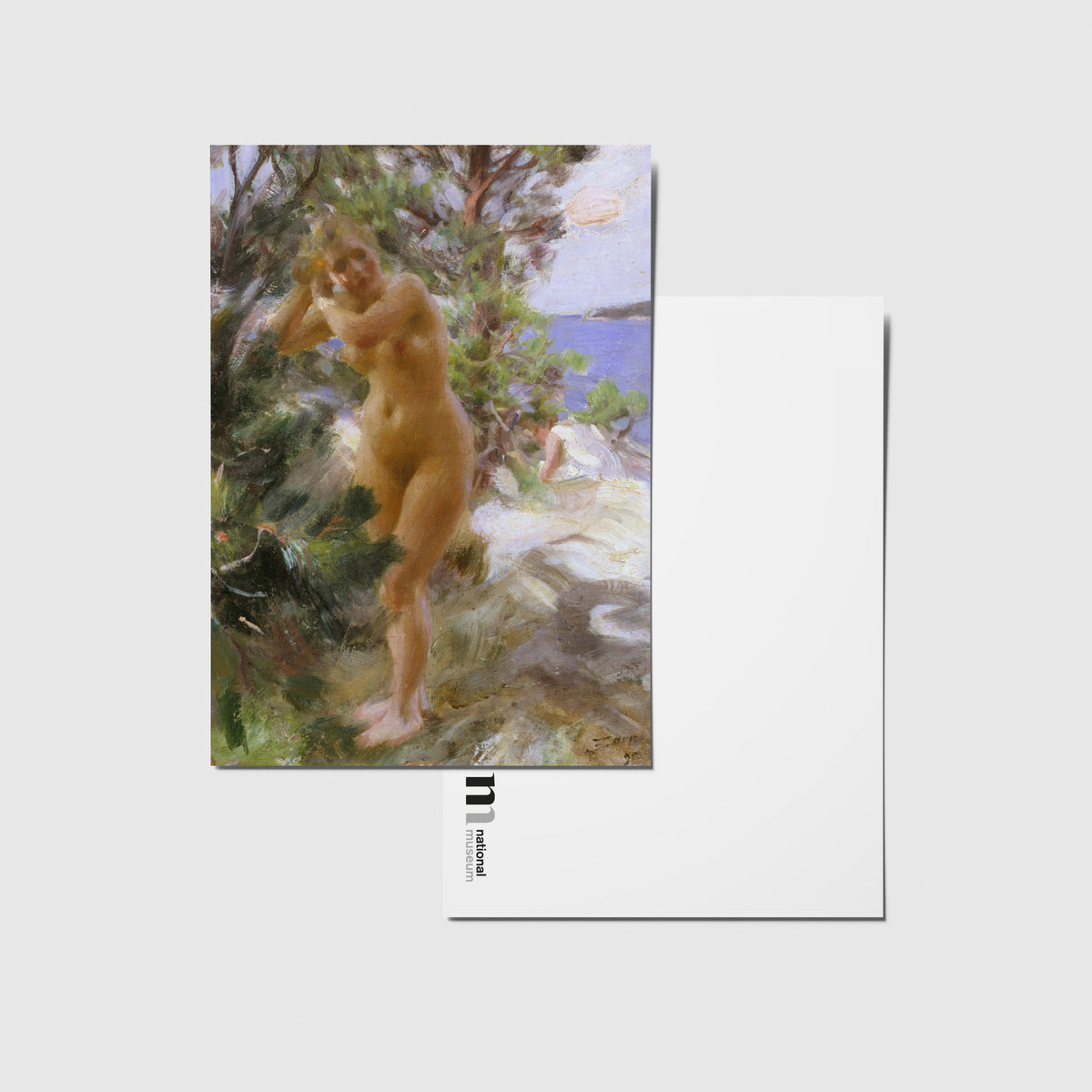 A6 vykort med målningen efter badet av Anders zorn