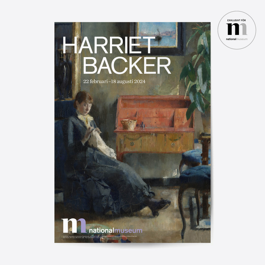 utställningsaffisch från Nationalmuseum med motiv av Harriet Backer