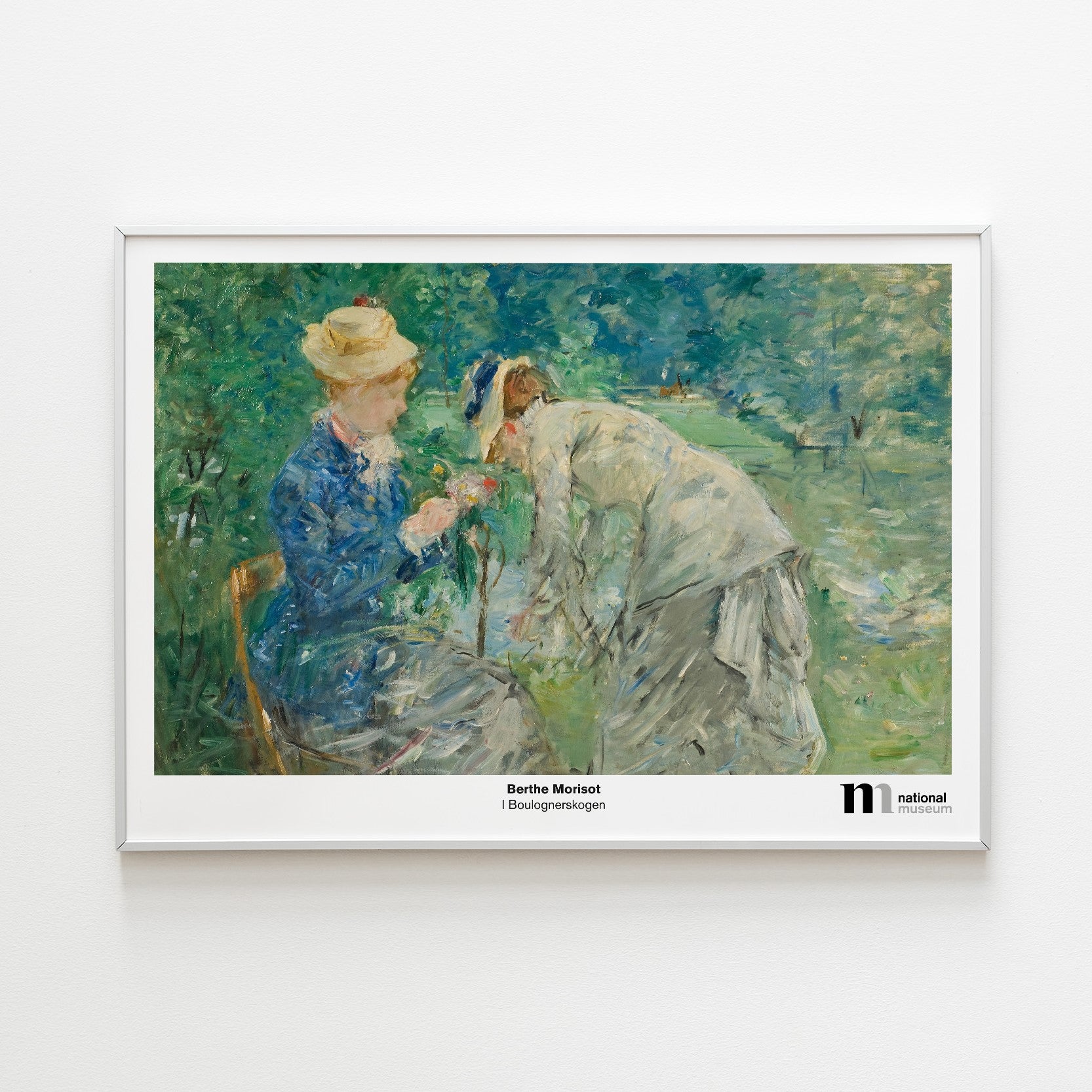Poster med målningen Boulognerskogen från Nationalmuseum i vit ram