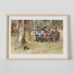 Ladda upp bild till gallerivisning, Poster med Carl Larssons Frukost under stora björken från Nationalmuseum i träram
