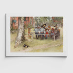 Ladda upp bild till gallerivisning, Liten affisch med motivet frukost under stora björken av Carl Larsson
