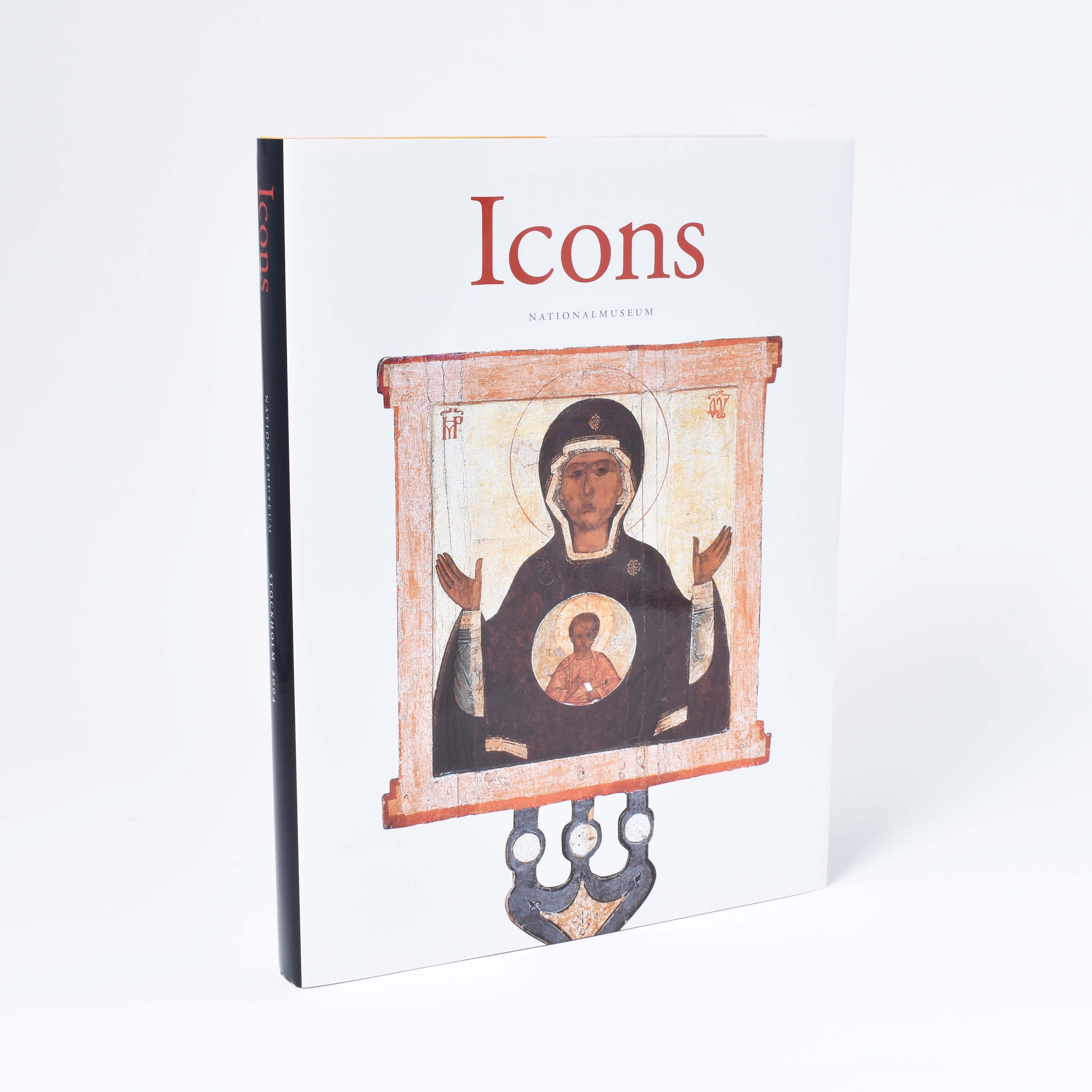 vitt omslag till boken "icons" med ikon på framsidan
