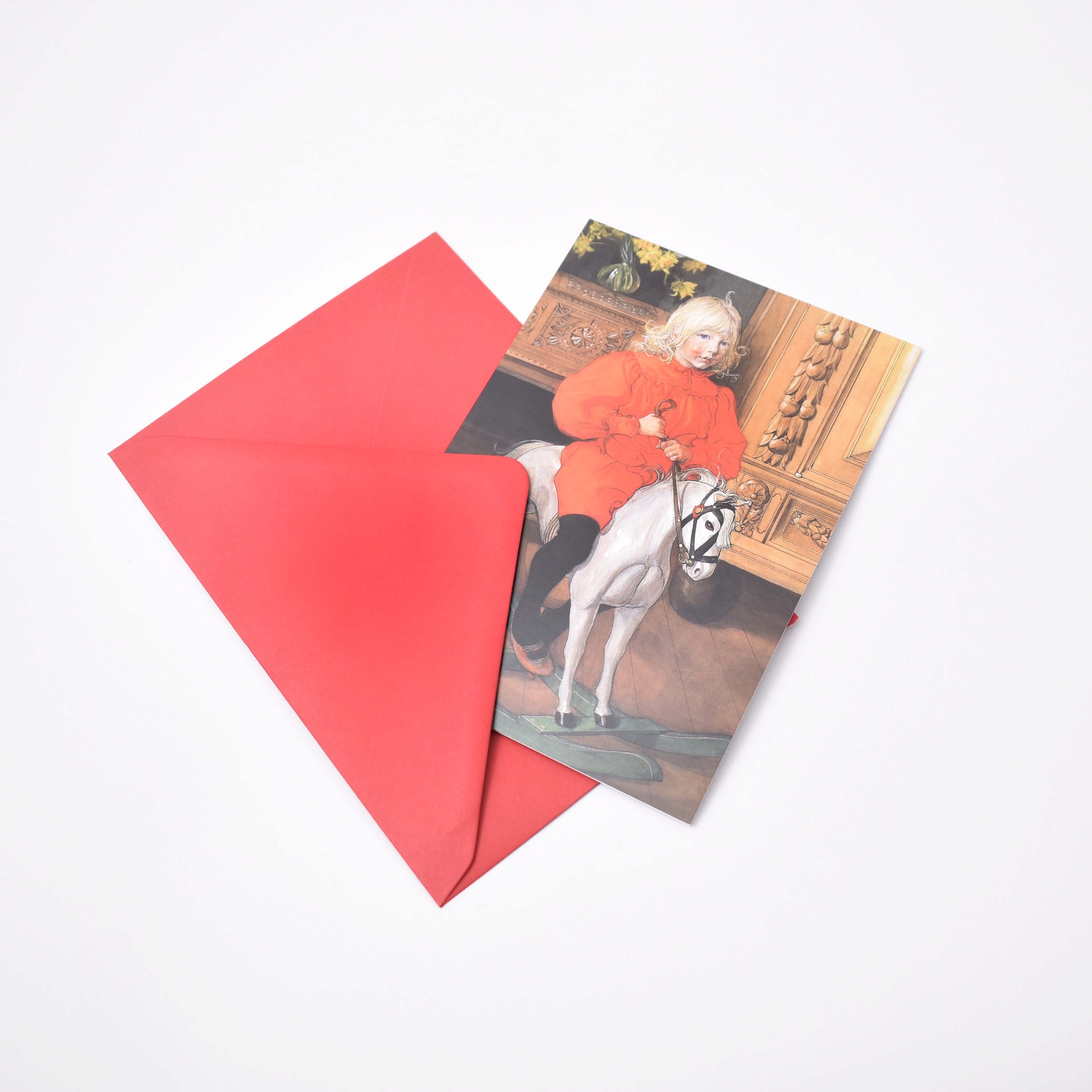 Vykort med Carl Larssons målning murre och rött kuvert