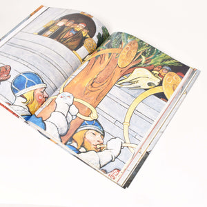 Insida av boken Midvinterblot med detaljbild från målningen