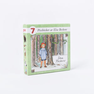 Grön ask med 7 pixiböcker av författaren och illustratören Elsa Beskow