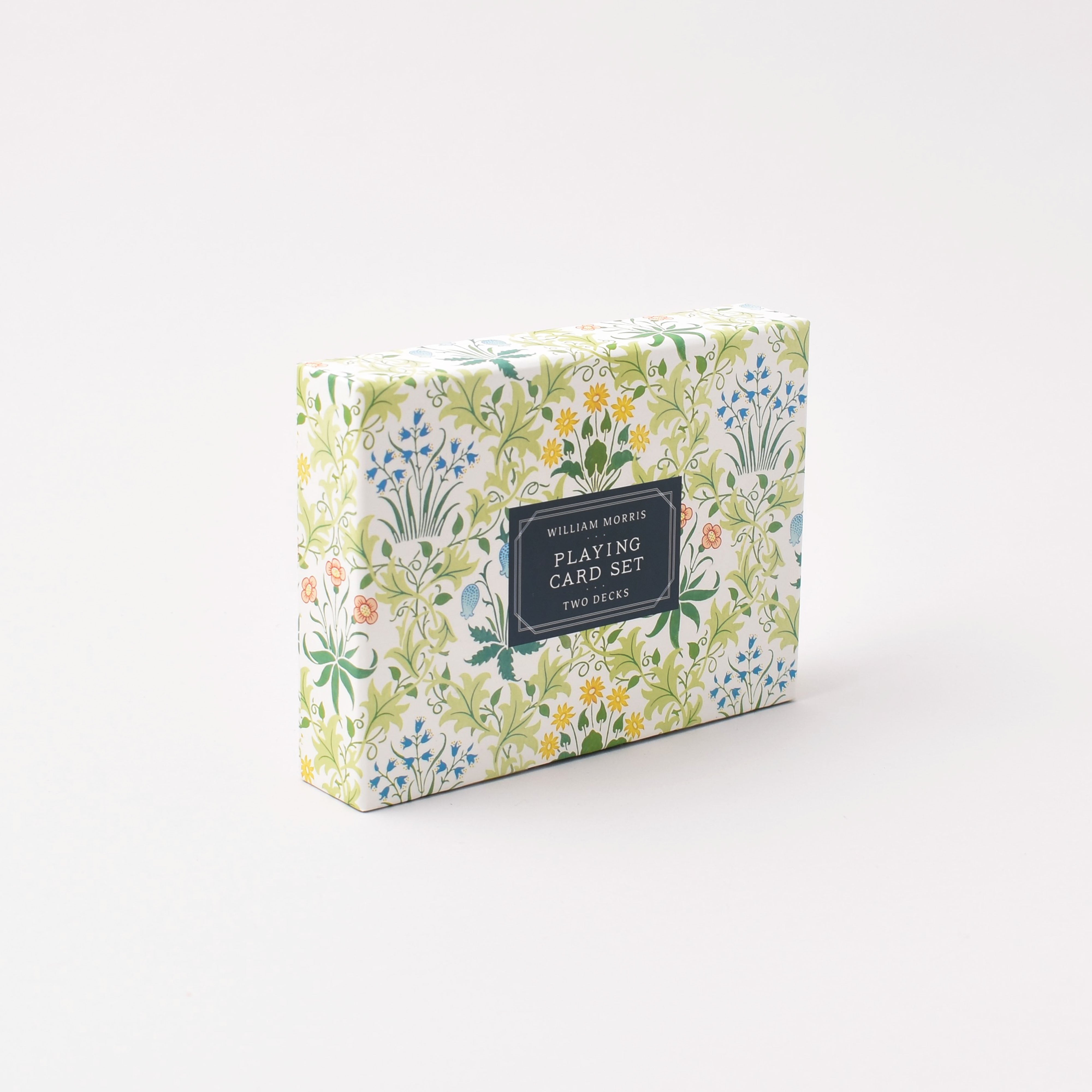 Blommig ask med spelkort inspirerade av William Morris mönster