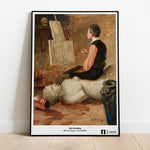 Ladda upp bild till gallerivisning, Poster med Nils Forsbergs Parisateljen från NAtionalmuseum i svart ram lutad mot en vägg
