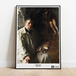 Ladda upp bild till gallerivisning, Poster med Anders zorns självporträtt i svart ram lutad mot en vägg
