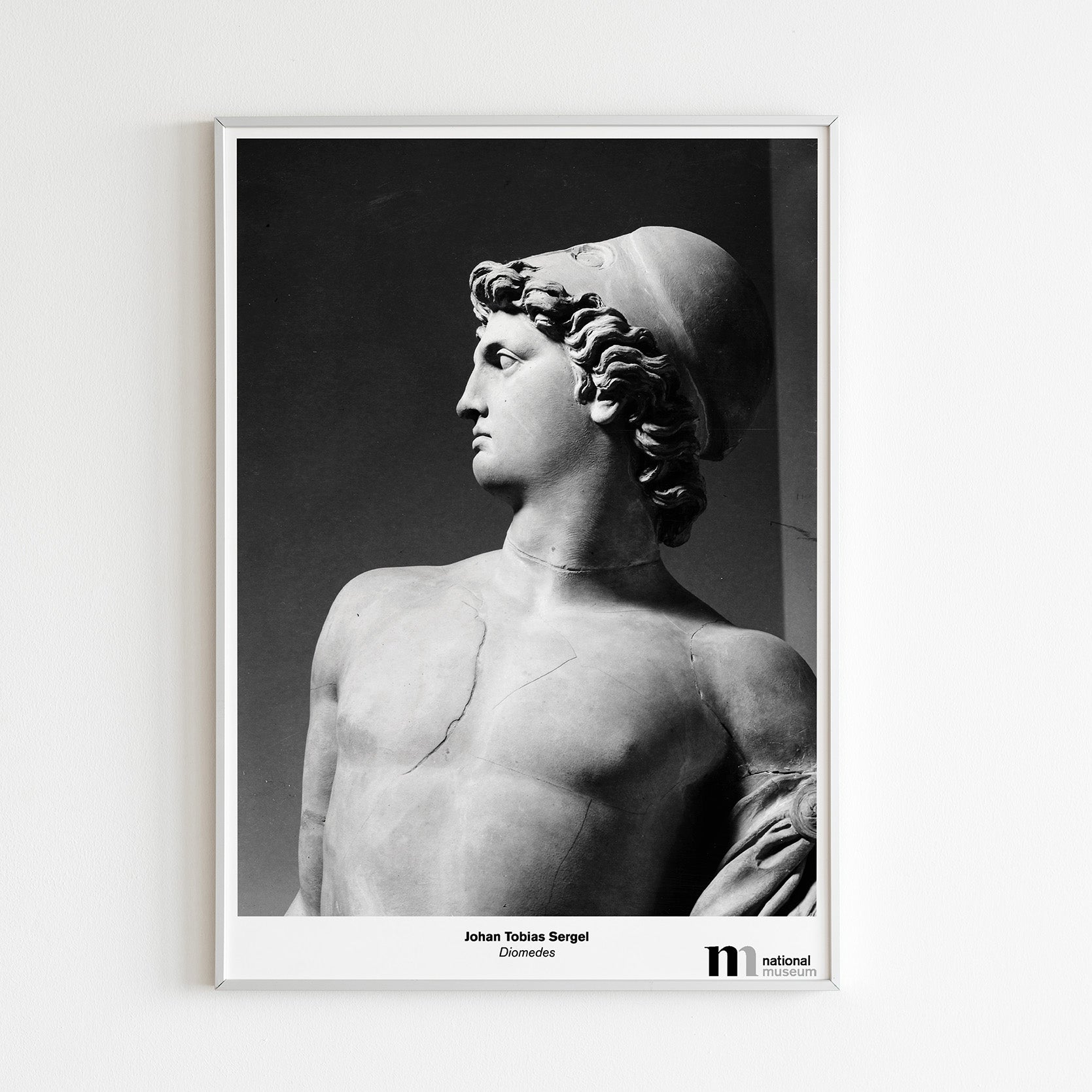 Poster med skulpturen Diomedes från Nationalmuseum i vit ram