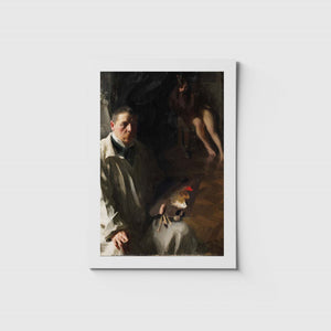 Stort vykort med Anders Zorns självporträtt från Nationalmuseum